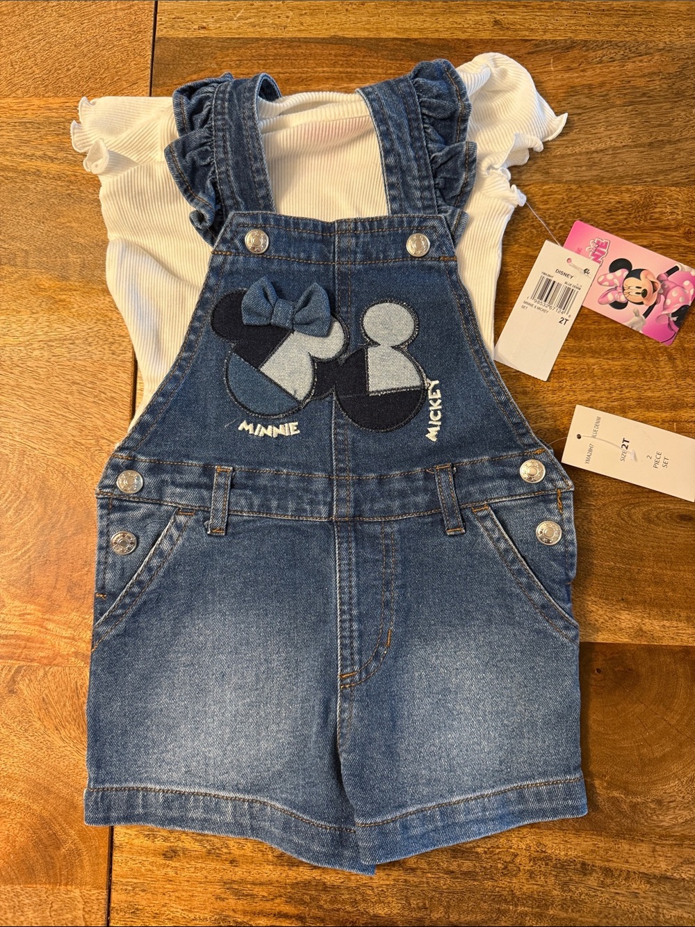 Disney Denim Minnie & Mickey Shortall Romper - Dark Blue